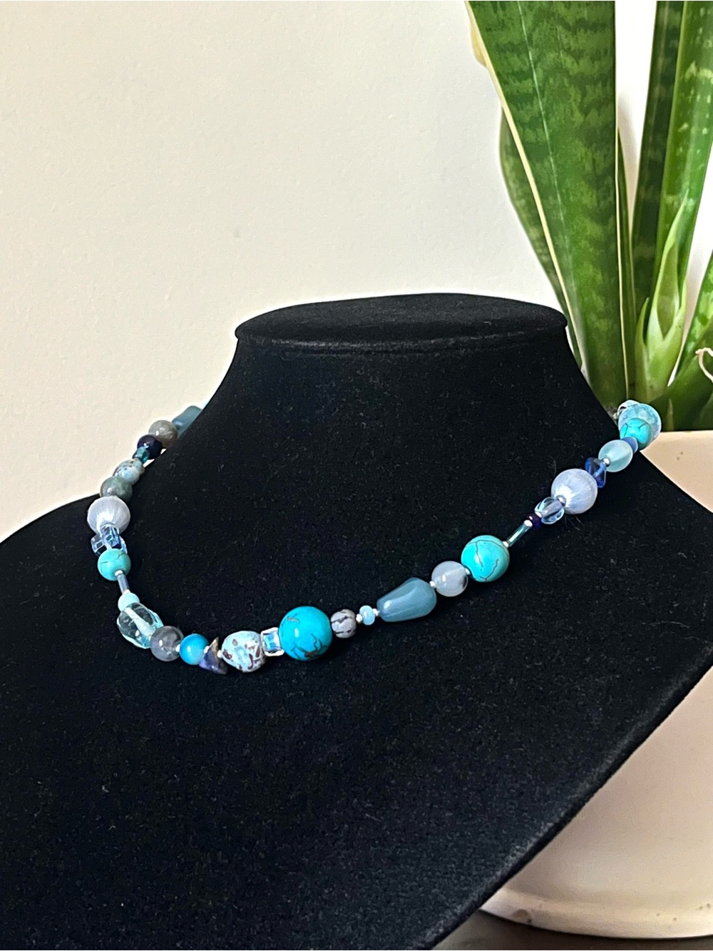 “Baby Blues” Mixed Glass Beaded Necklace